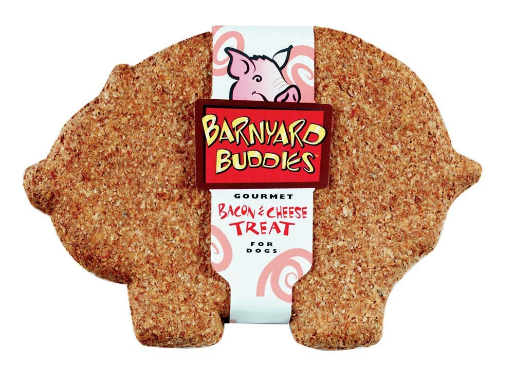 Natures Animals Barnyard Buddies Pig Shaped Bacon and Cheese Dog Biscuit Display 6 in 18 Count