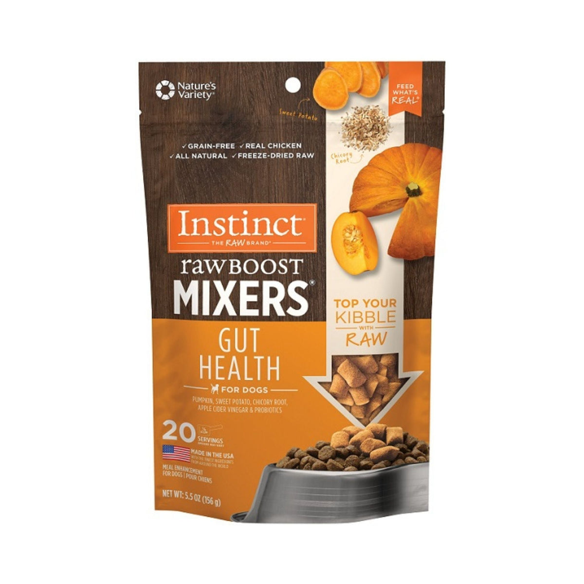 Instinct Raw Boost Mixers Dog Freeze-dried Gut Health Chicken Grain-free 5.5oz.