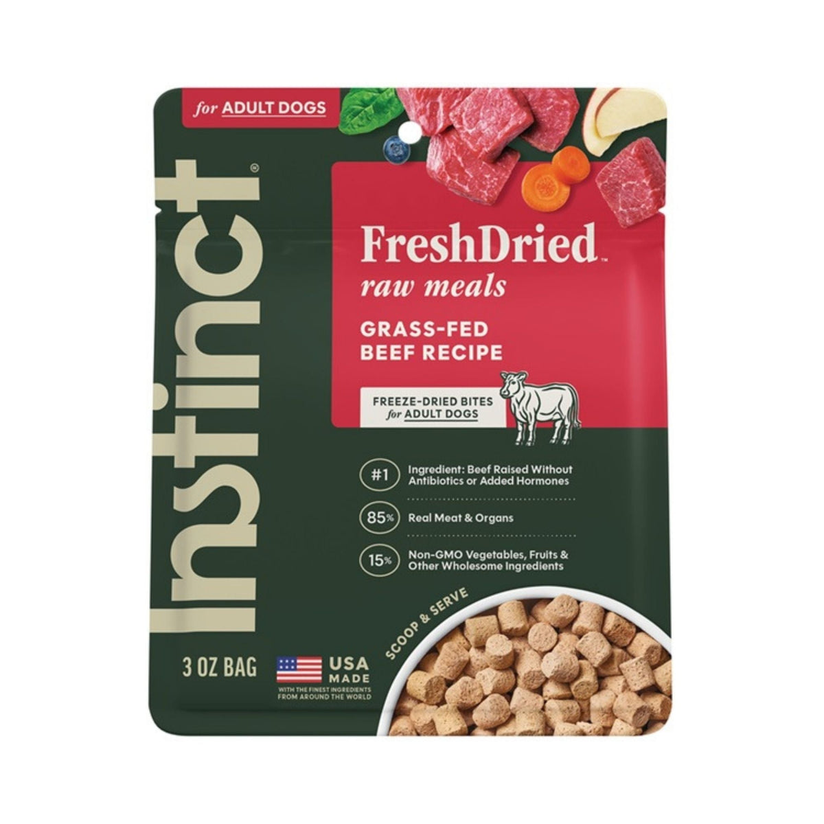 Natures Variety Instinct Dog Freshdried Raw Meals Freeze-dried Beef Adult 3oz.