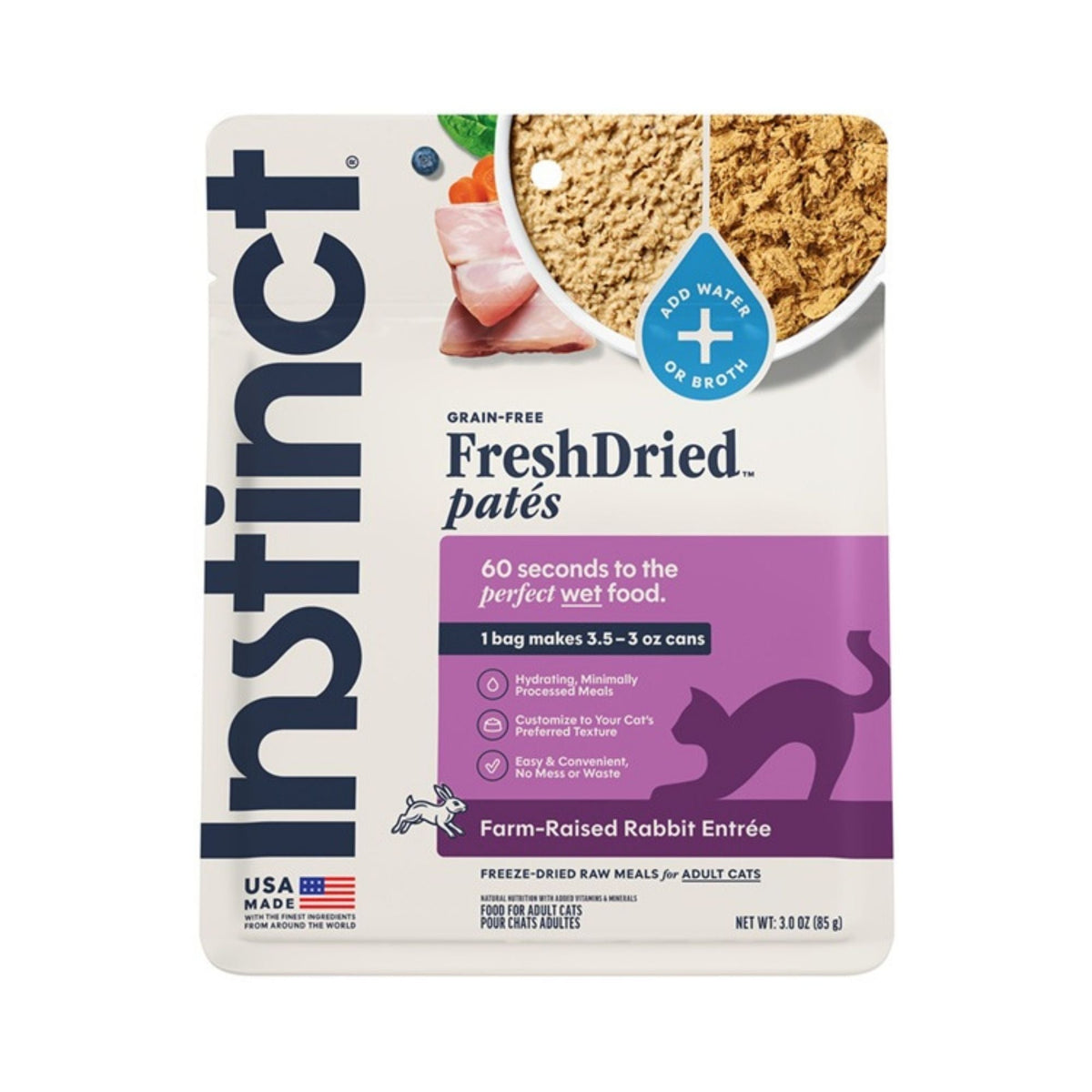 Instinct Freshdried Pates Cat Freeze-dried Rabbit Grain-free 3oz.