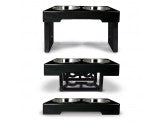 OurPets Barking Bistro Adjustable Elevated Dog Feeder Black