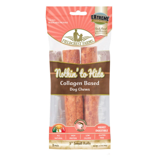 Fieldcrest Farms Nothin' to Hide Collagen Roll Dog Chew Salmon, blank/5 in, 2 pk