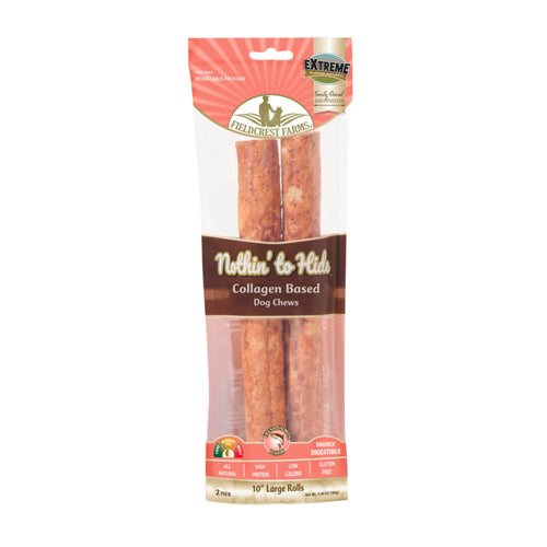 Fieldcrest Farms Nothin' to Hide Collagen Roll Dog Chew Salmon, blank/10 in, 2 pk