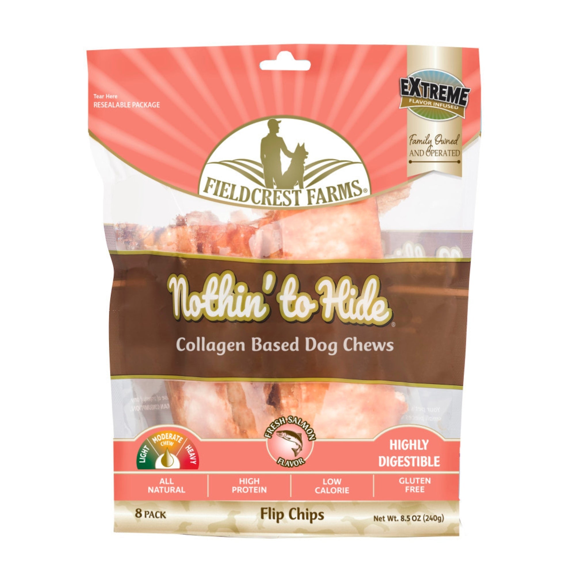 Fieldcrest Farms Nothin' To Hide Flip Chips Dog Treat Salmon, blank/8 pk