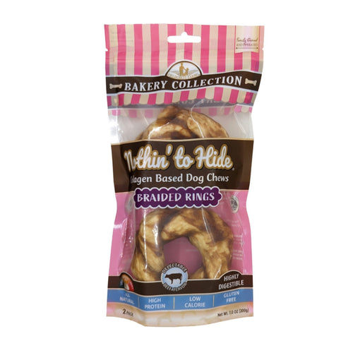 Fieldcrest Farms Nothin' To Hide Bakery Collection Dog Treat Braided Ring, Beef, blank/3.5 in, 2 pk