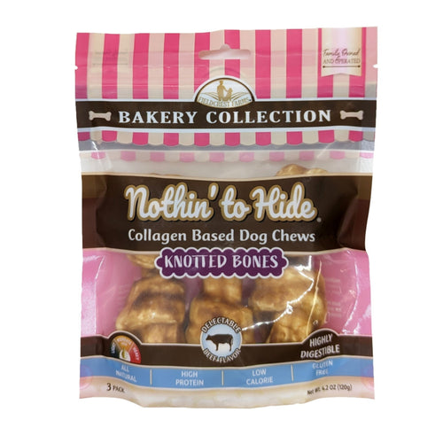 Fieldcrest Farms Nothin' To Hide Bakery Collection Dog Treat Knotted Bone, Beef, blank/4 in, 3 pk