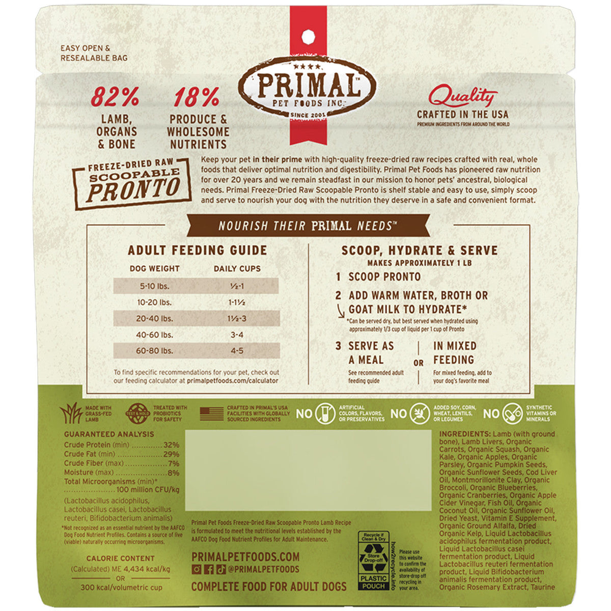 Primal Dog Freeze-Dried Pronto Lamb 7oz.