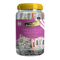 Fussie Cat Puree .5oz. Tuna Chicken Variety Pack 50Ct Purple Jar