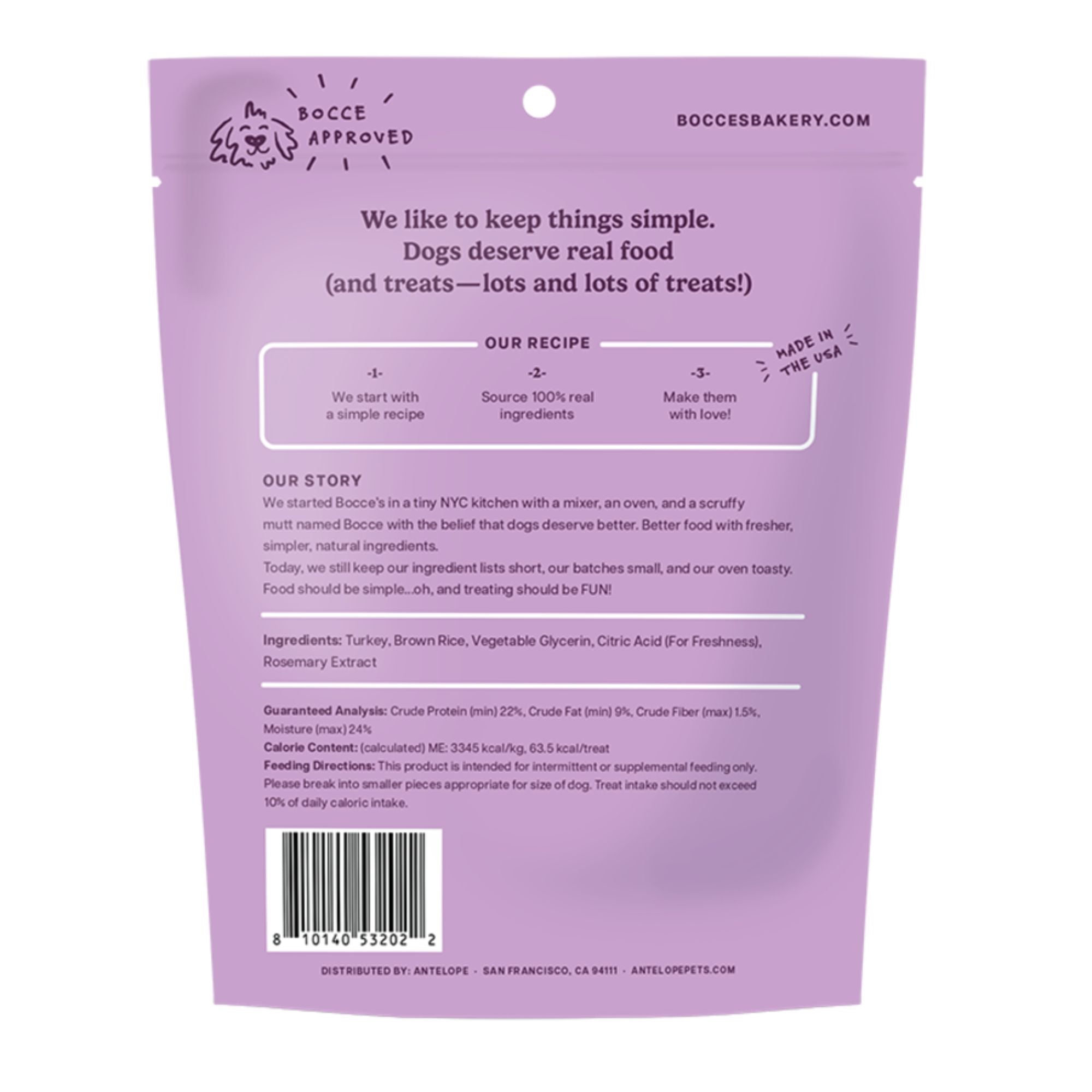 Bocce's Bakery Dog Jerky Protein Cuts Grain Free Gobble Gains 5oz.