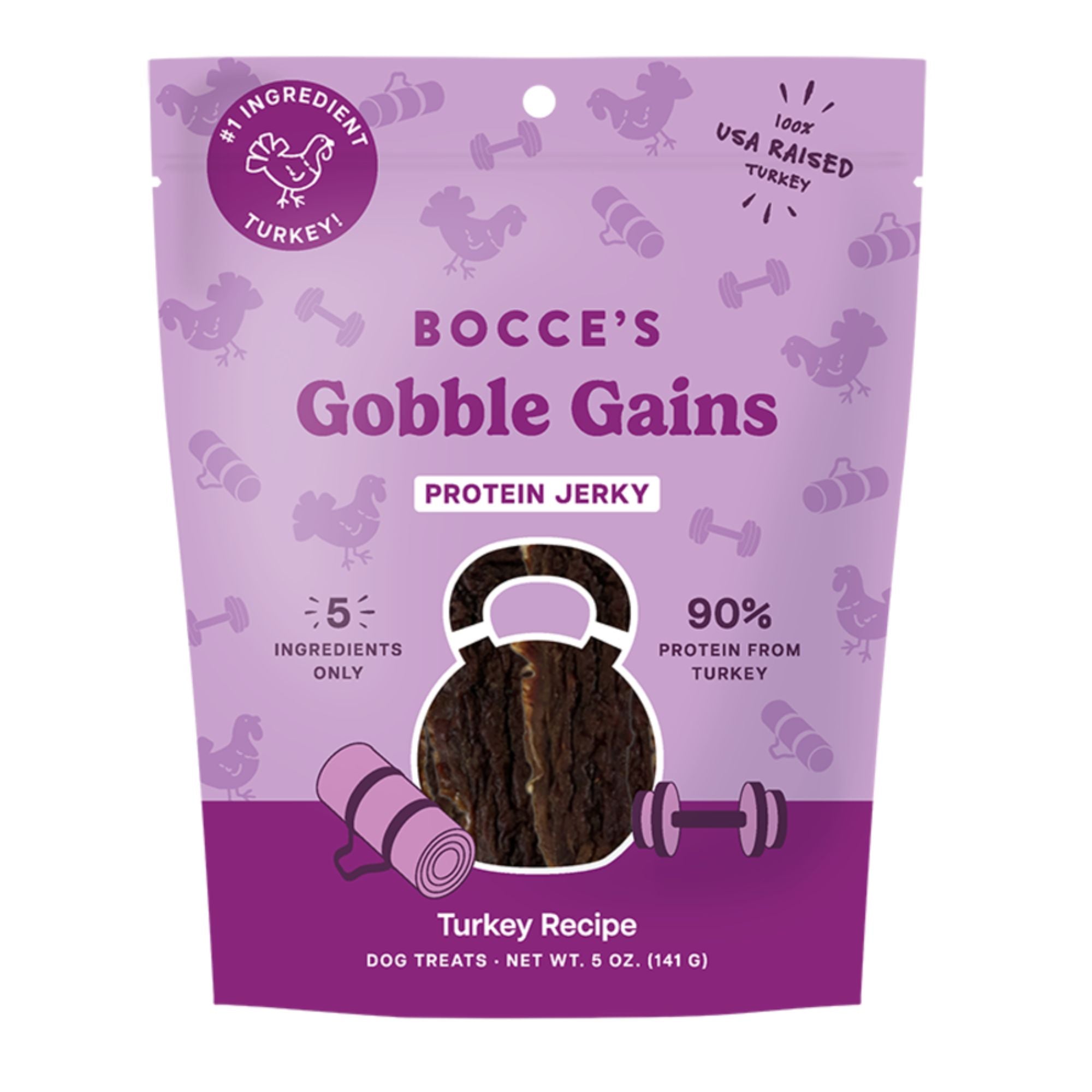 Bocce's Bakery Dog Jerky Protein Cuts Grain Free Gobble Gains 5oz.