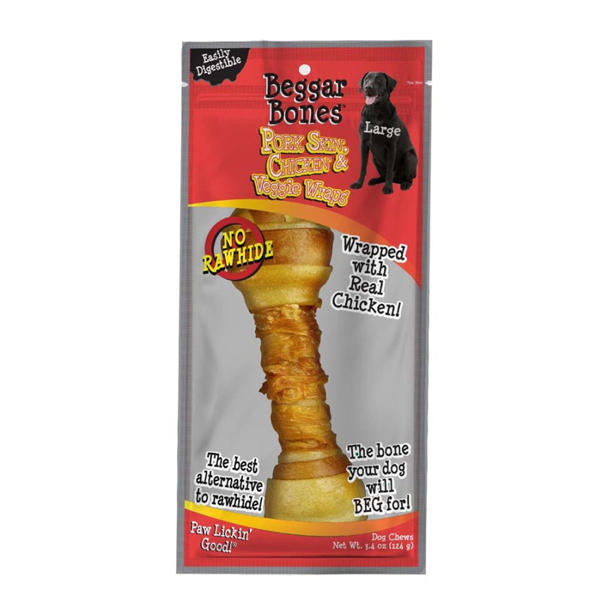 Savory Prime Beggar Bones Pork Skin, Chicken & Veggie Wraps Large 1pk