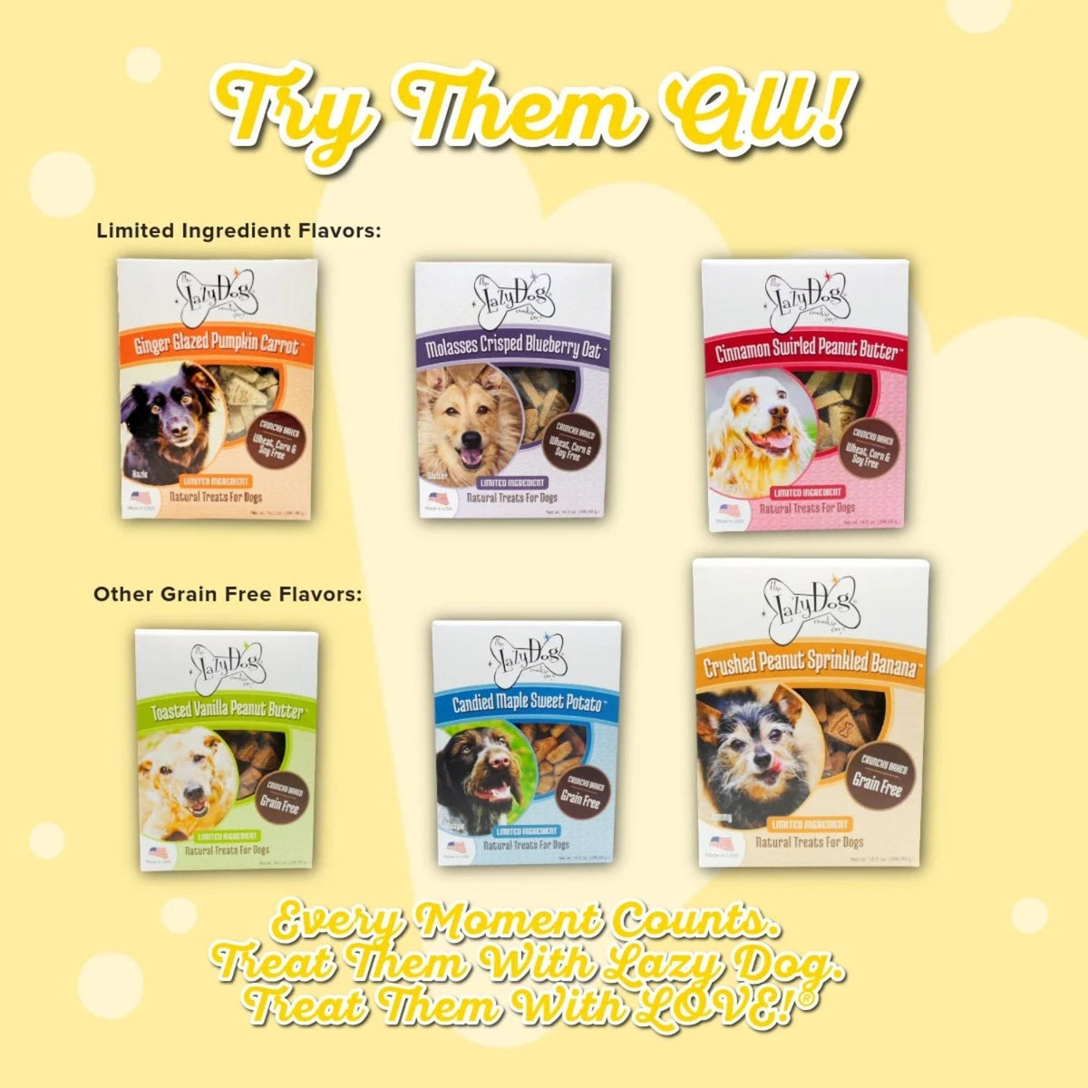 Lazy Dog Grain Free Crushed Peanut Sprinkled Banana Dog Treat 14oz.