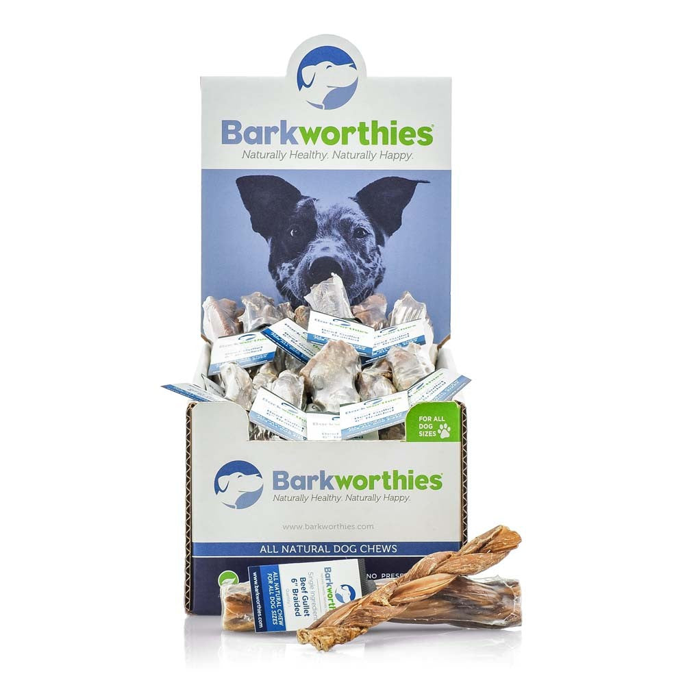 Barkworthies Dog Braided Beef Gullet 6In