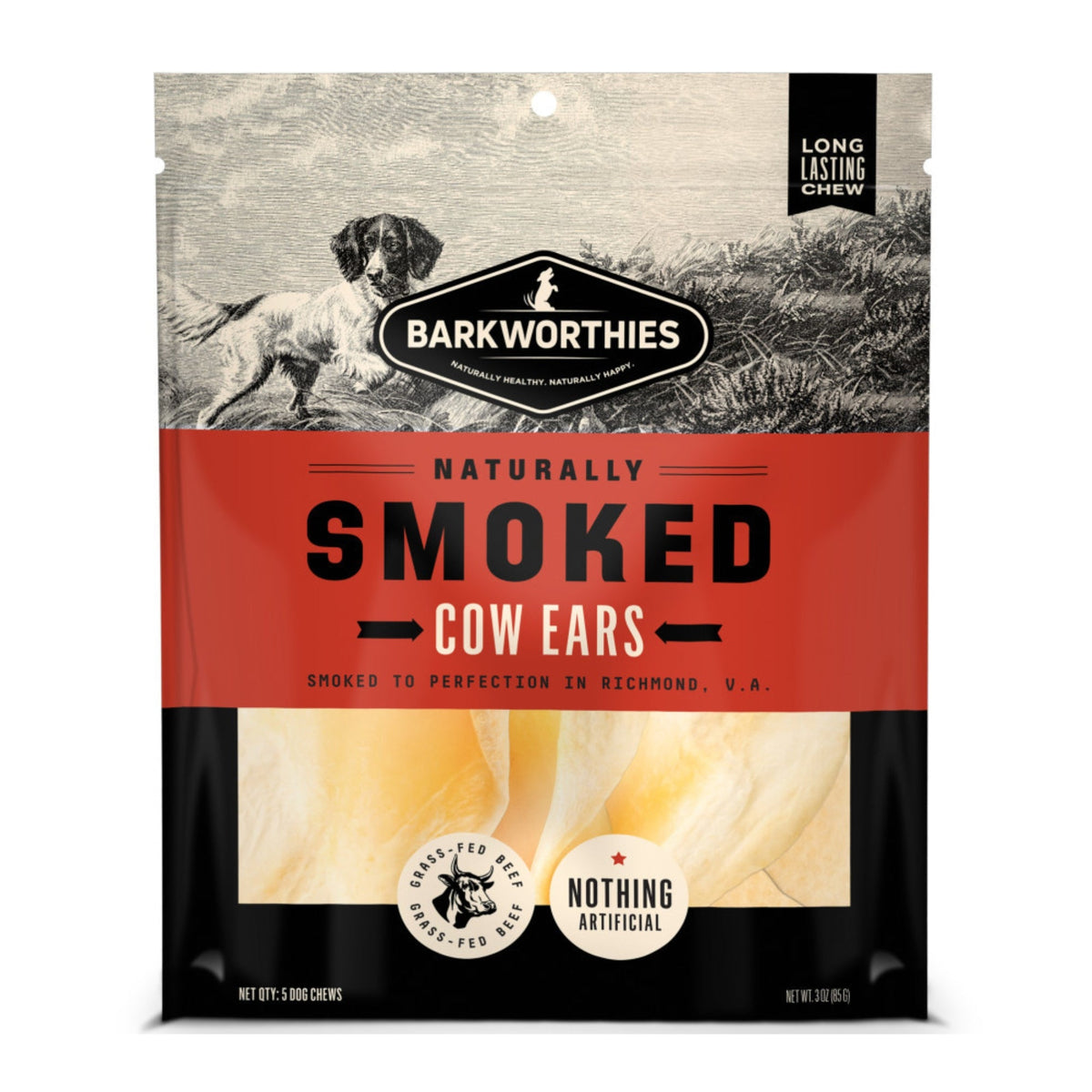 Barkworthies Smoked Cow Ear Dog Treat 5ct