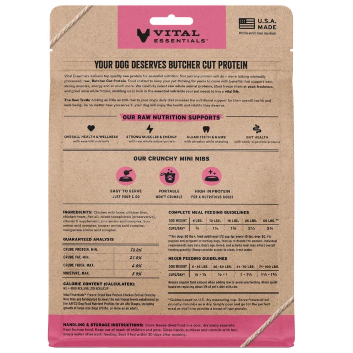 Vital Essentials Dog Freeze-Dried Raw Grain Free Chicken Entree Mini Nibs 5.5oz.