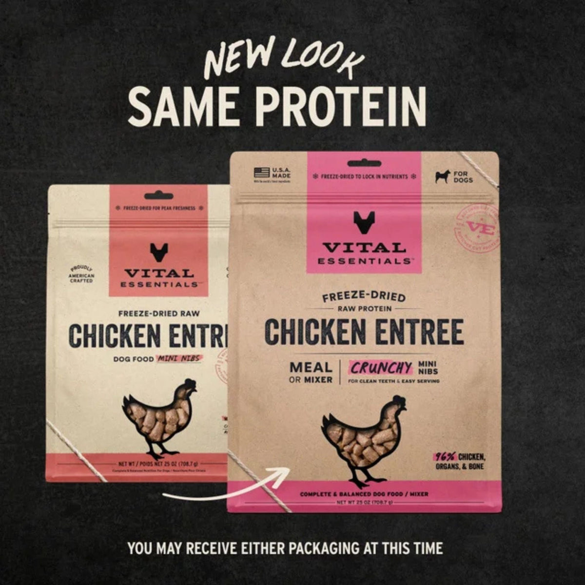 Vital Essentials Dog Freeze-Dried Raw Grain Free Chicken Entree Mini Nibs 25oz.