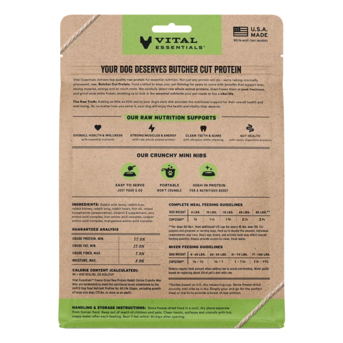 Vital Essentials Dog Freeze-Dried Mini Nibs Rabbit 5.5oz.