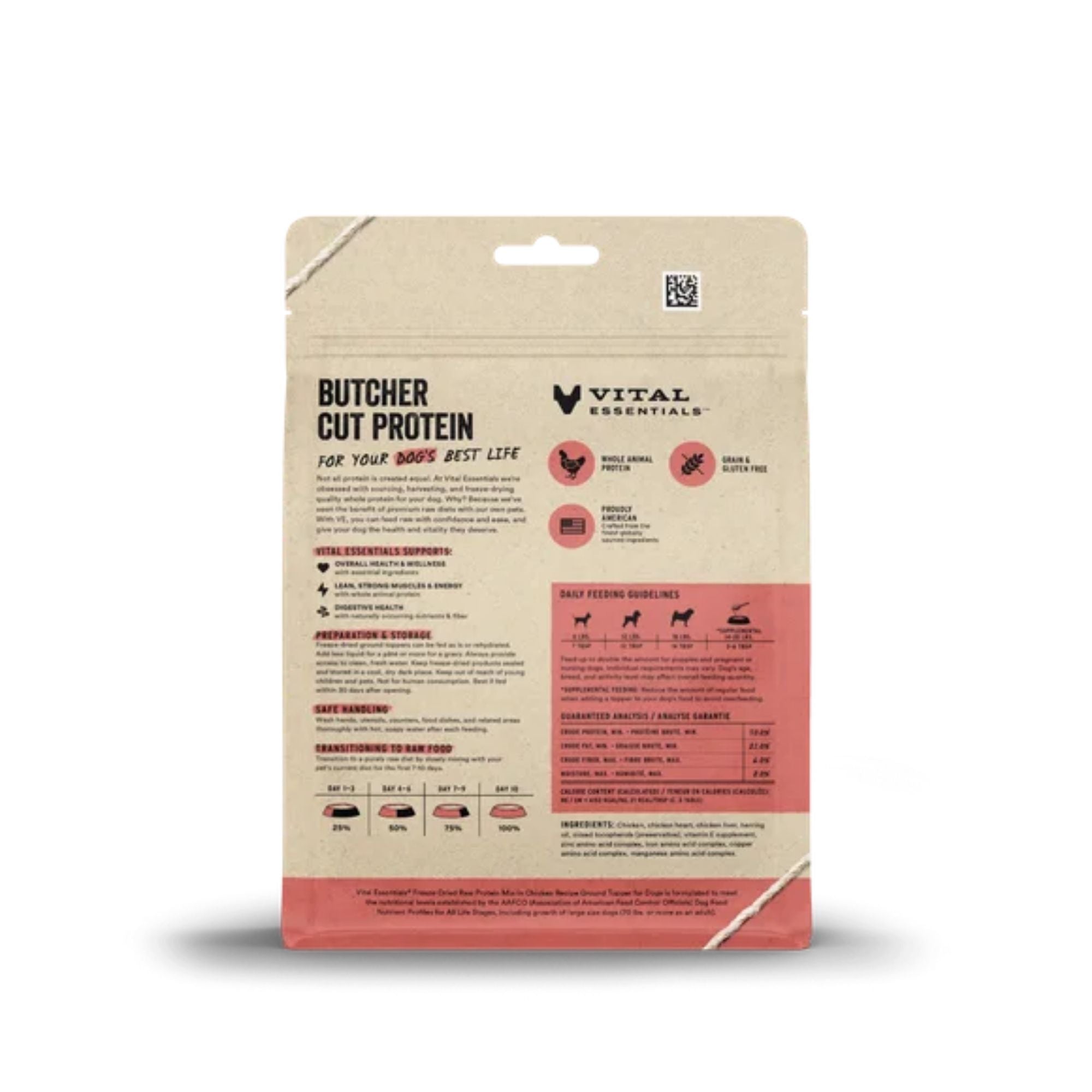 Vital Essentials Dog Freeze-Dried Raw Grain Free Protein Mix - In Chicken Recipe Ground Topper 6oz.