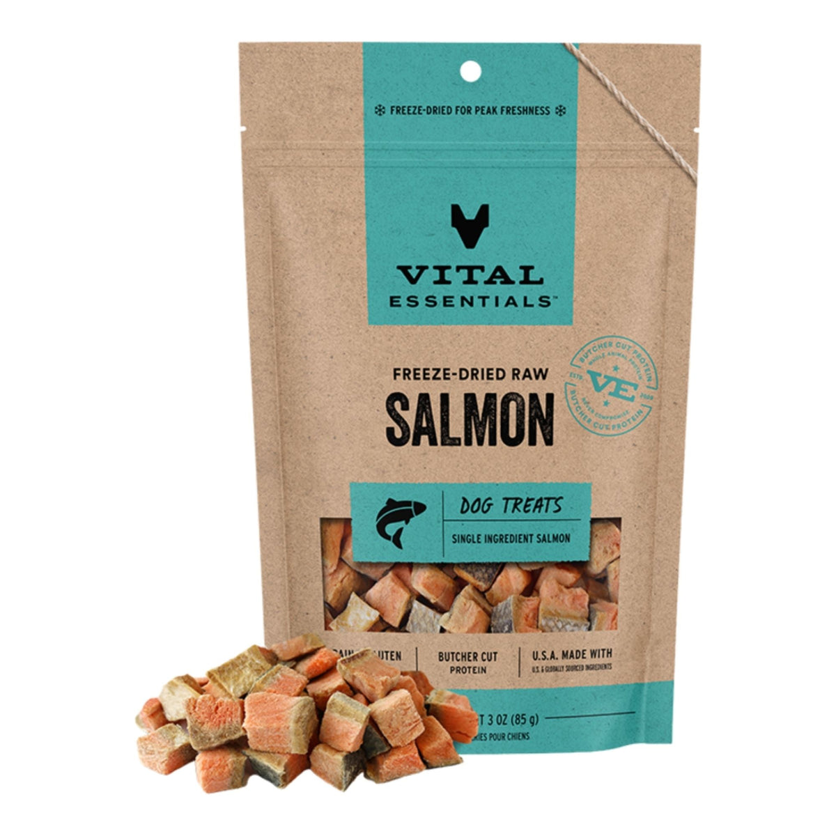 Vital Essentials Dog Freeze-Dried Raw Grain Free Salmon Treats 3oz.