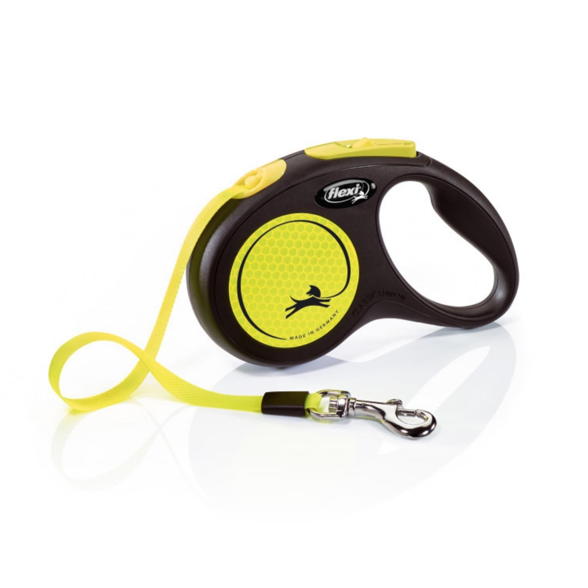 Flexi Classic Retractible Neon Reflective Tape Leash Black/Neon Yellow, 1ea/SM, 16 ft Default Title