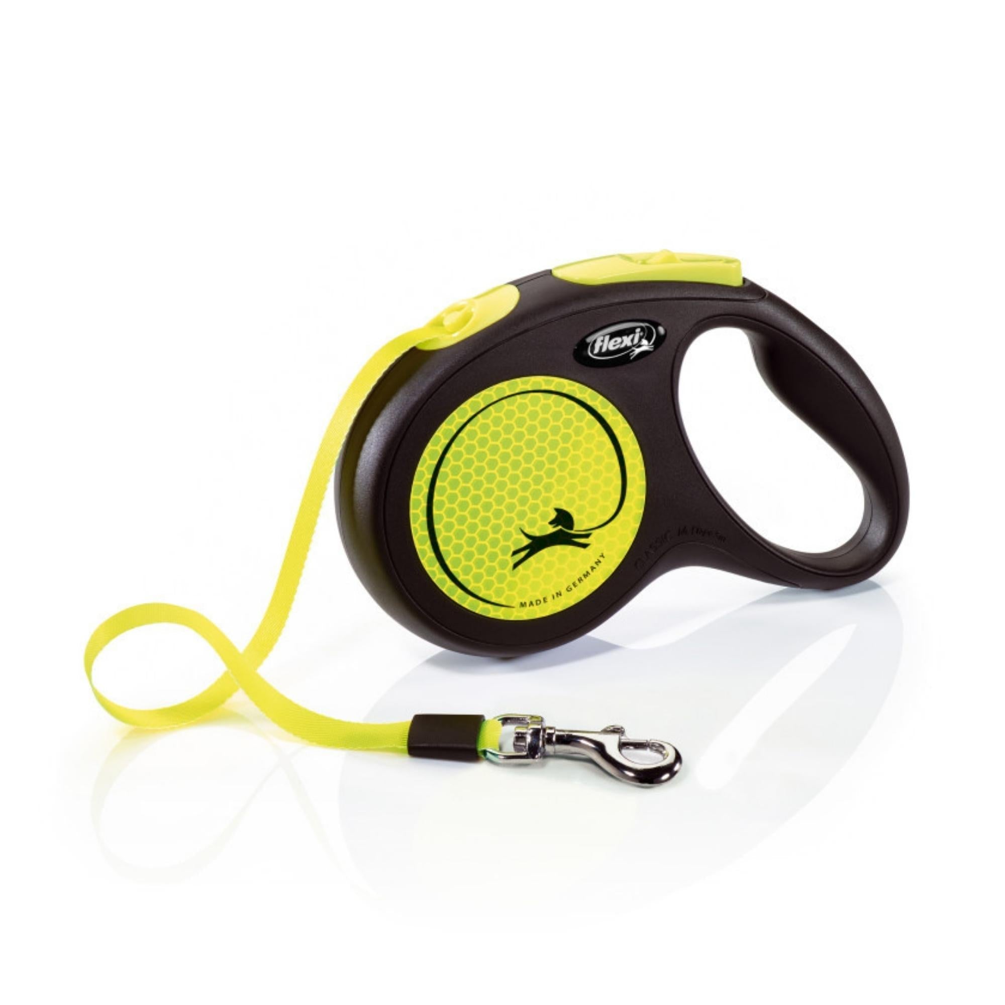 Flexi Classic Retractible Neon Reflective Tape Leash Black/Neon Yellow, 1ea/MD, 16 ft Default Title