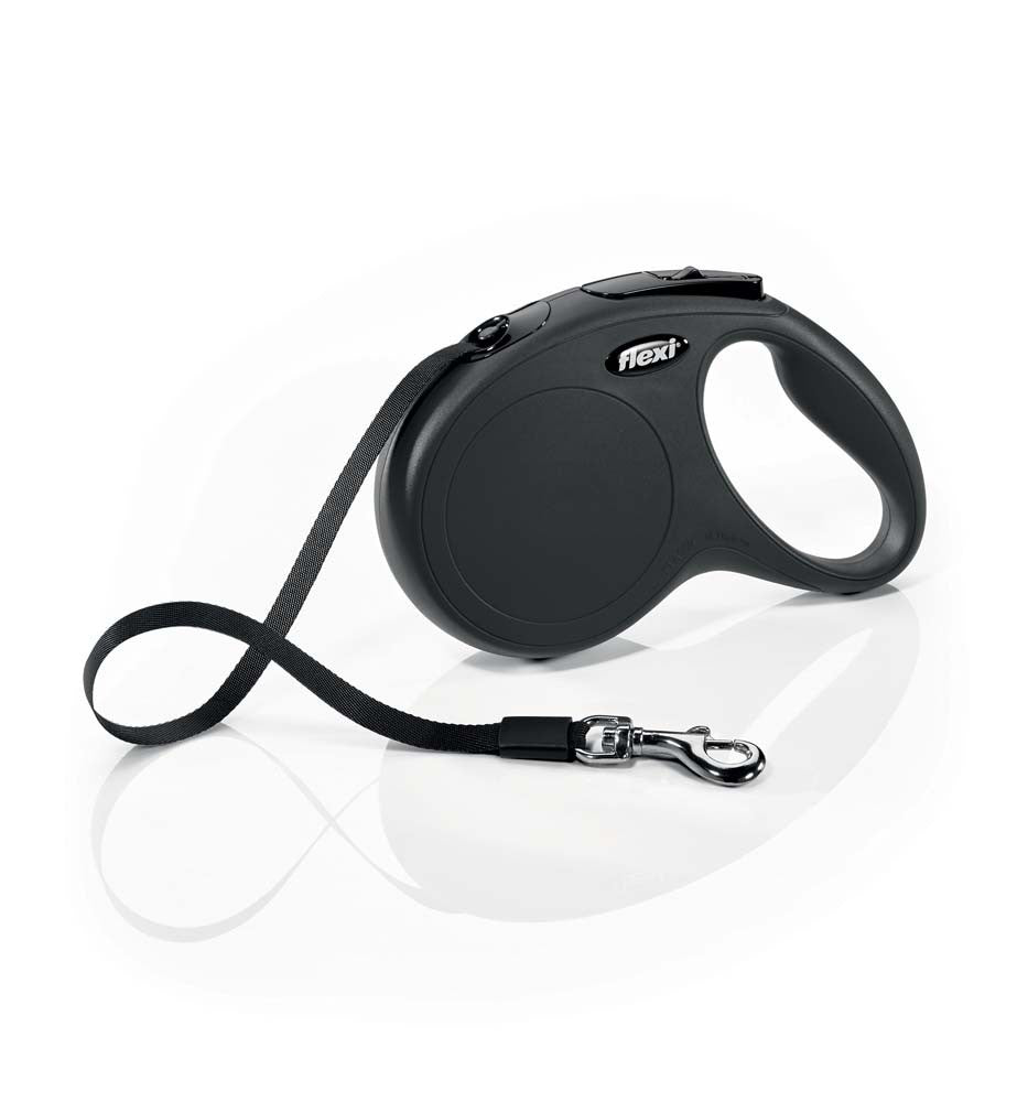 Flexi Classic Retractable Tape Dog Leash Black 16 ft Medium