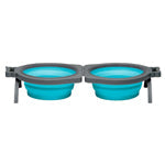 Loving Pets Travel Double Diner Dog Bowl Blue Small