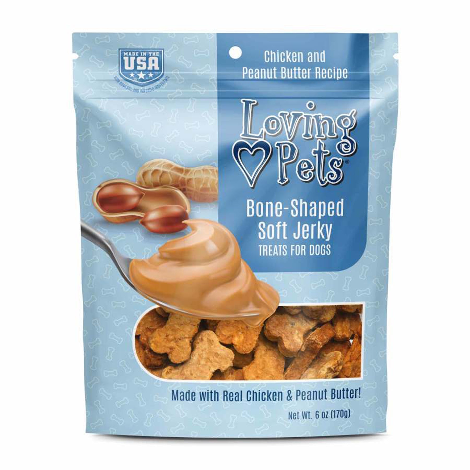 Loving Pets BoneShaped Soft Jerky Dog Treat Chicken Peanut Butter; 1ea-6 oz