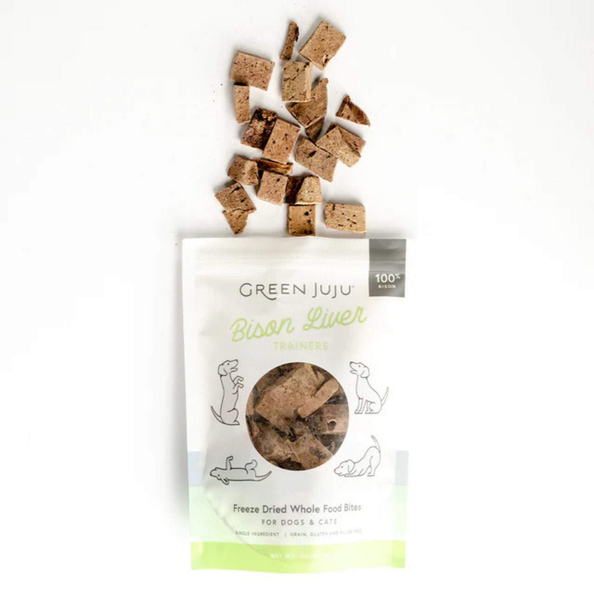 Green Juju Dog & Cat Freeze-Dried Grain Free Bison Trainers 3oz.