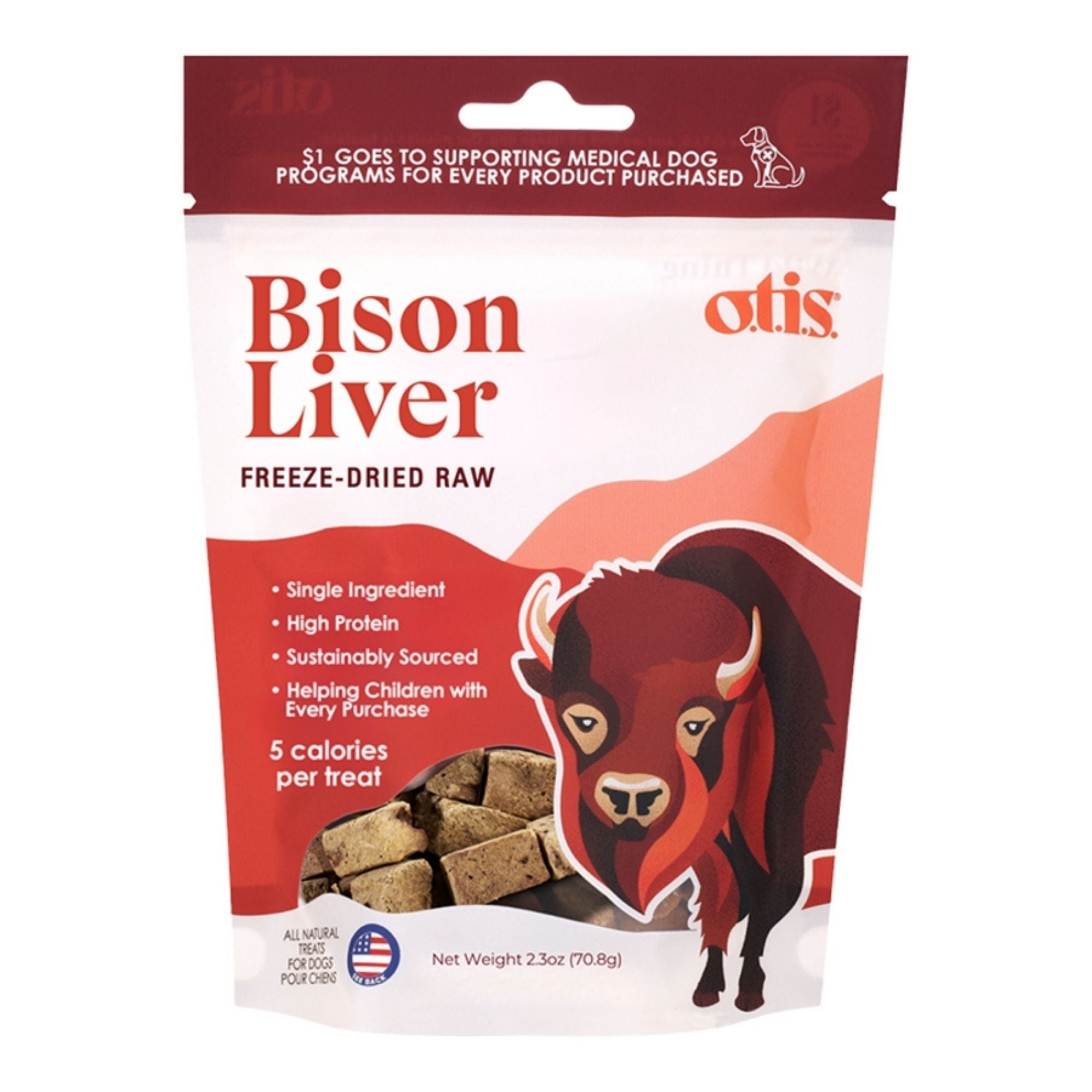 Otis Dog Freeze-Dried Bison Liver 2.3oz.