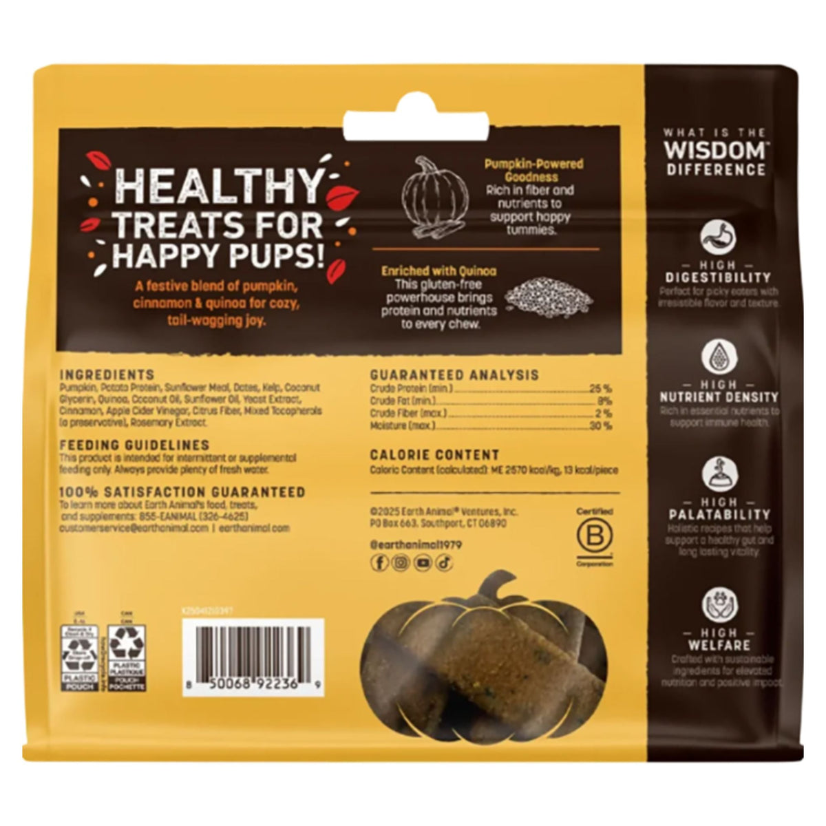 Earth Animal Dog Wisdom Air - Dried Jerky Pumpkin Spice Recipe 4oz.