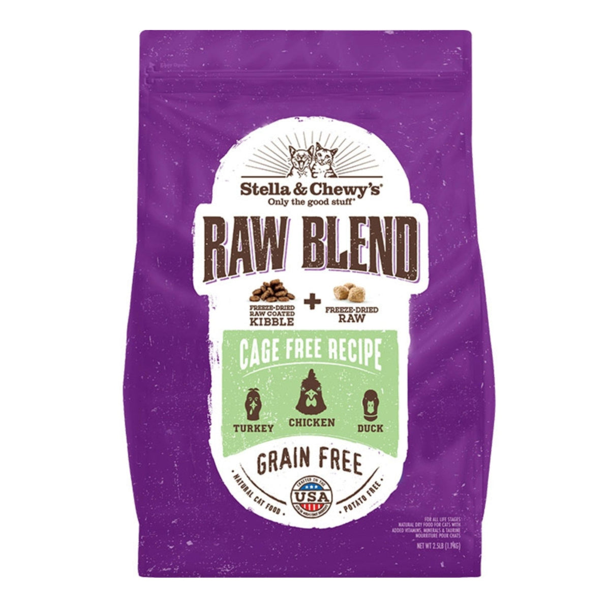 Stella & Chewys Cat Kibble - Raw Blend Cage -Free Poultry Recipe 5.0Lbs