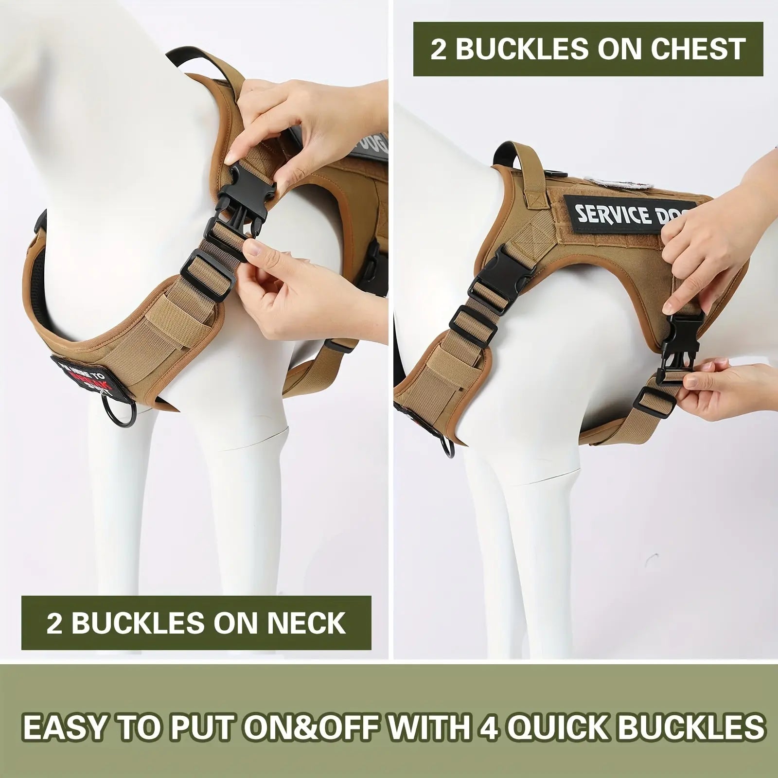 American Local Tactical Pet Boobs Service Dog Harness Vest Adjustable Reflective Dog Harness Metal Buckle Hiking Training
