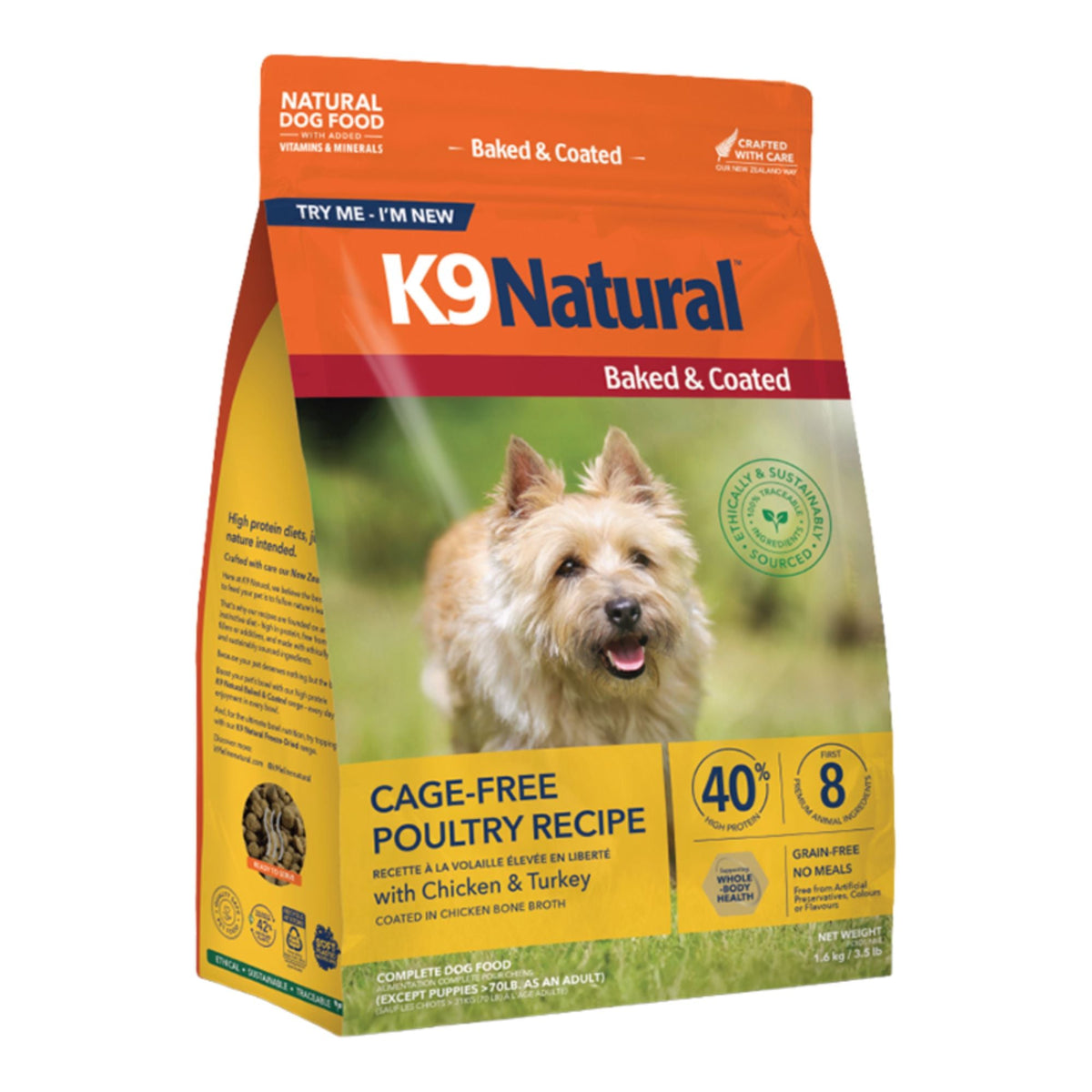 K9 Natural Dog Baked & Coated Cage Free Poultry Recipe 3.5Lbs