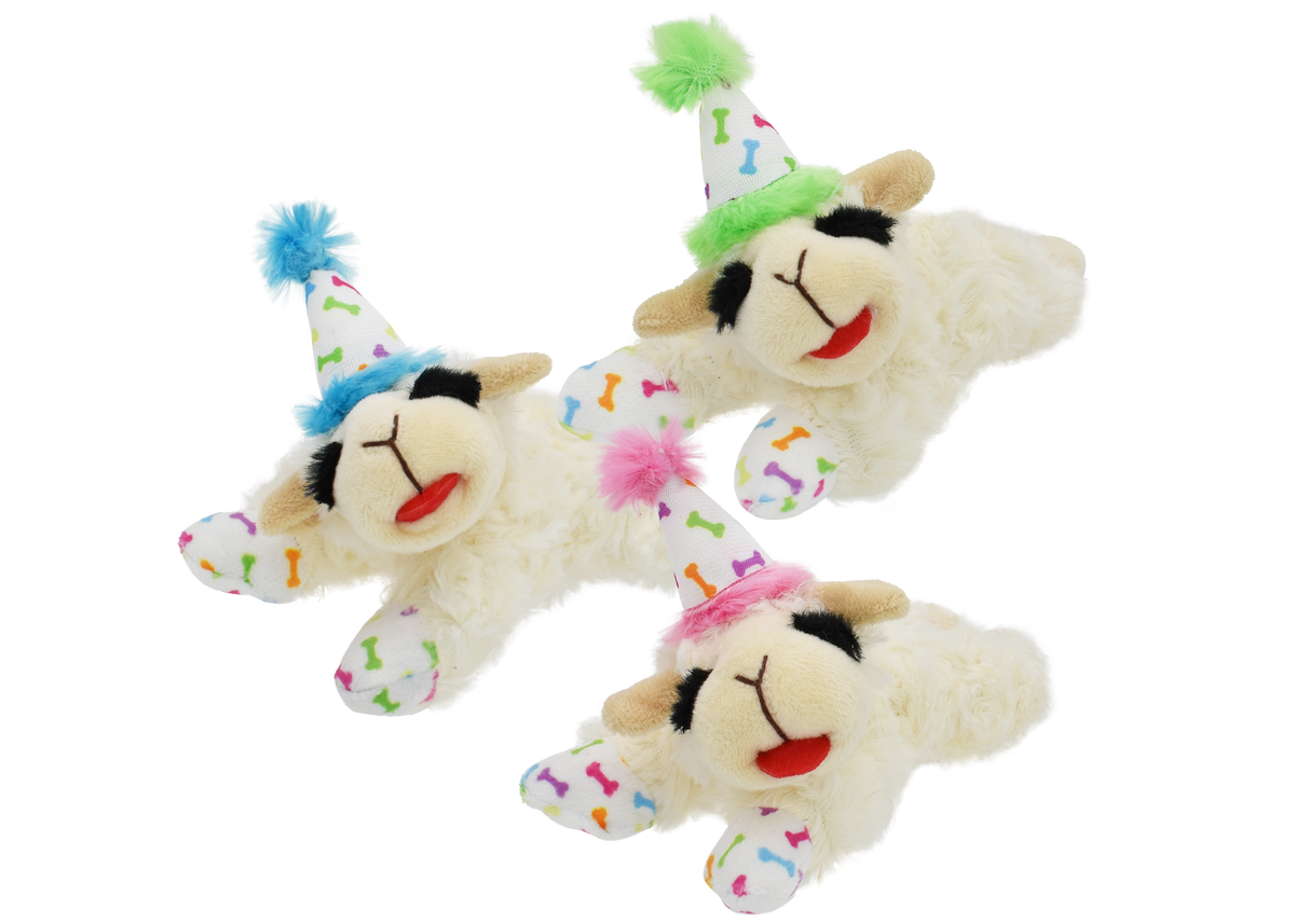 Multipet Lamb Chop w/Birthday Hat Dog Toy 1ea/6inch