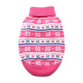 Combed Cotton Snowflake and Hearts Dog Sweater - Pink