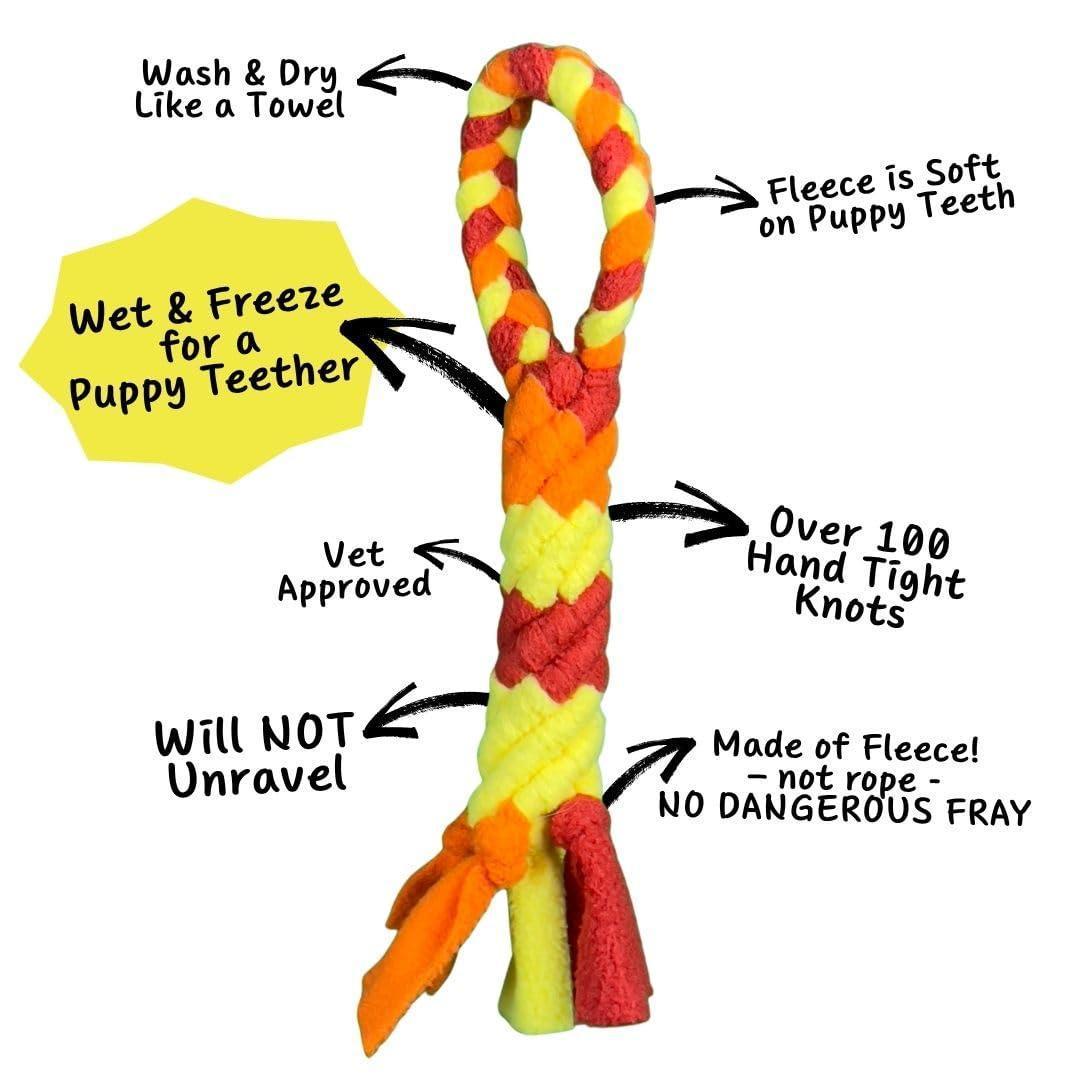Interactive Tug & Treat-Dispenser Toy for Dogs Teething Relief Orange
